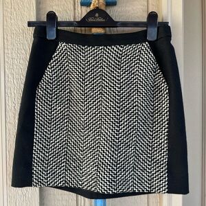 J CREW ⚓️ Women’s Black & White Wool ‘Chevron’ Design Lined Skirt - Size 4